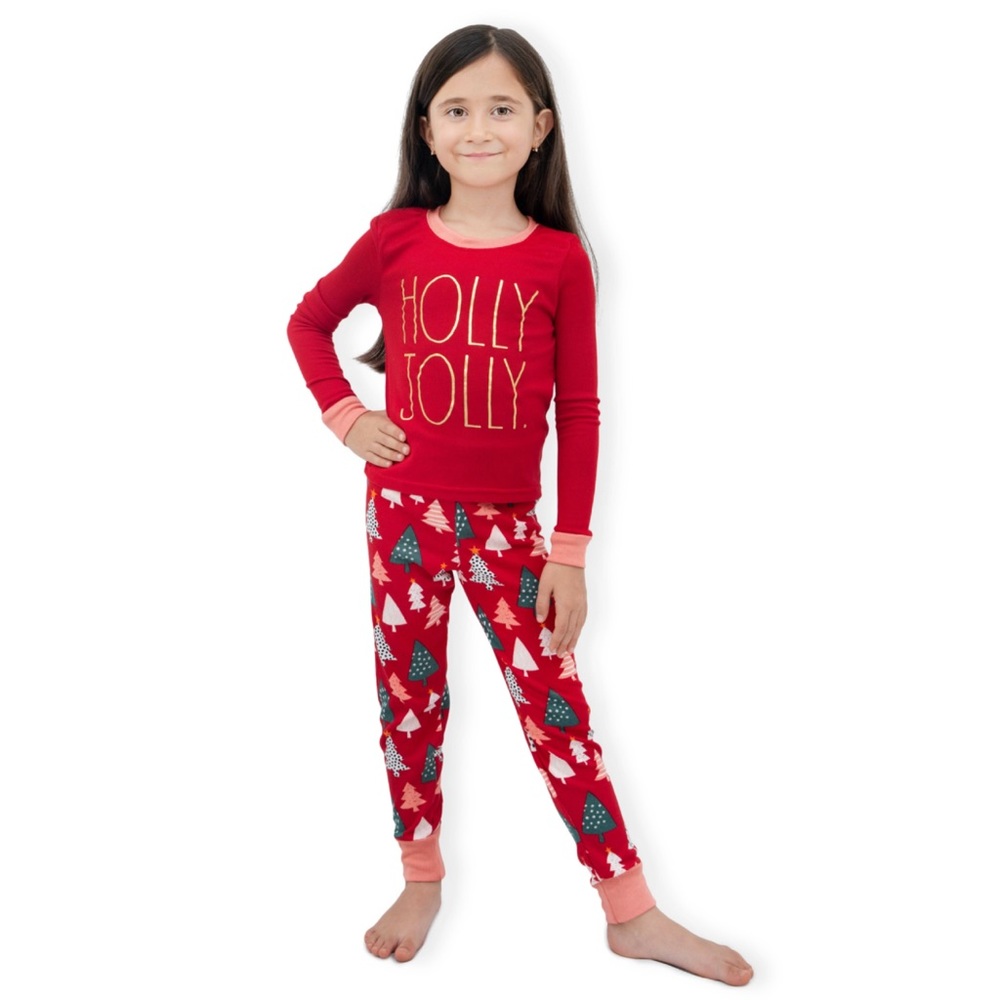 NWT Rae Dunn Holly Jolly Christmas Holiday Pajama 2 Piece Set